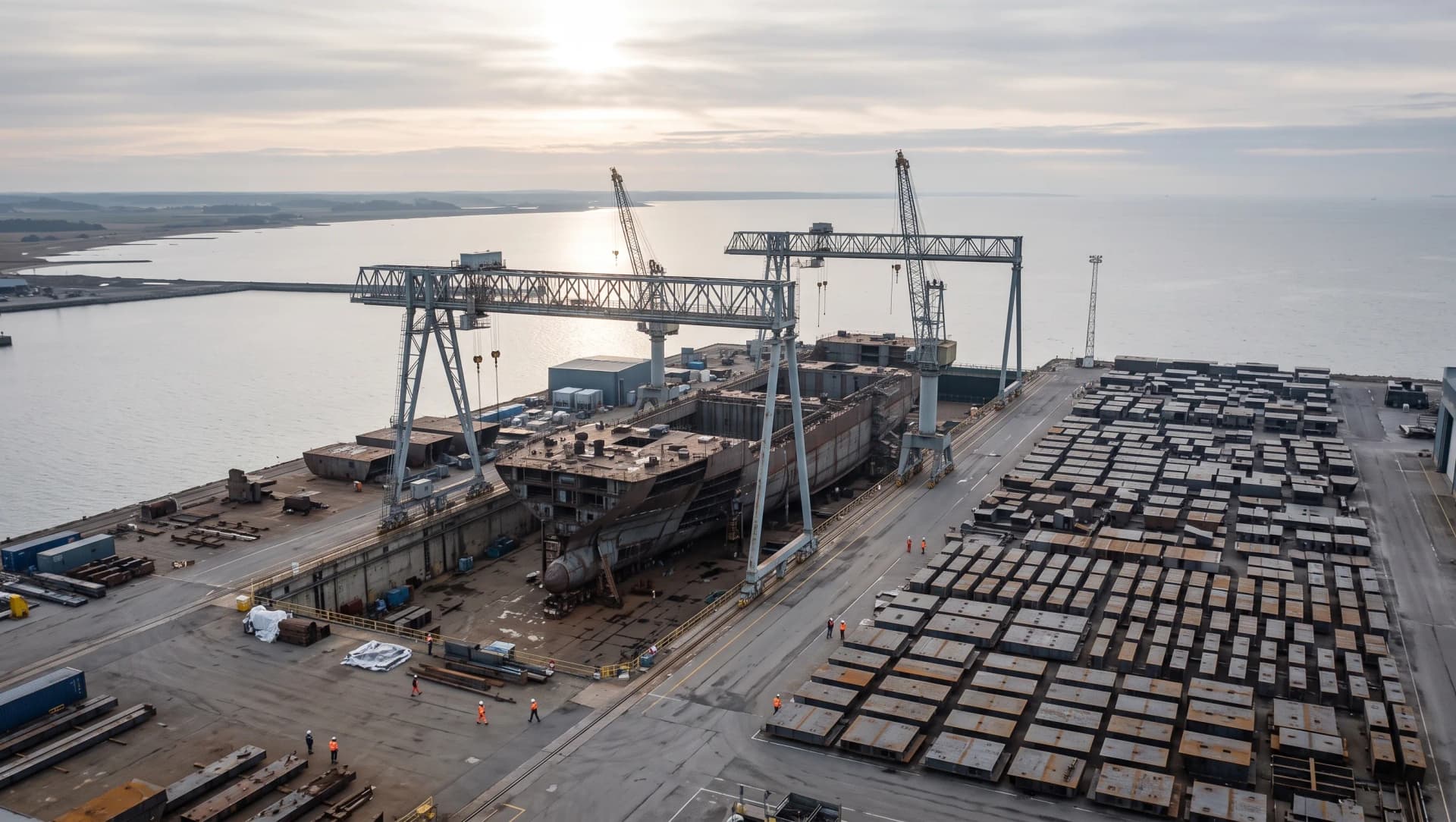 Aerial view of an industrial project site