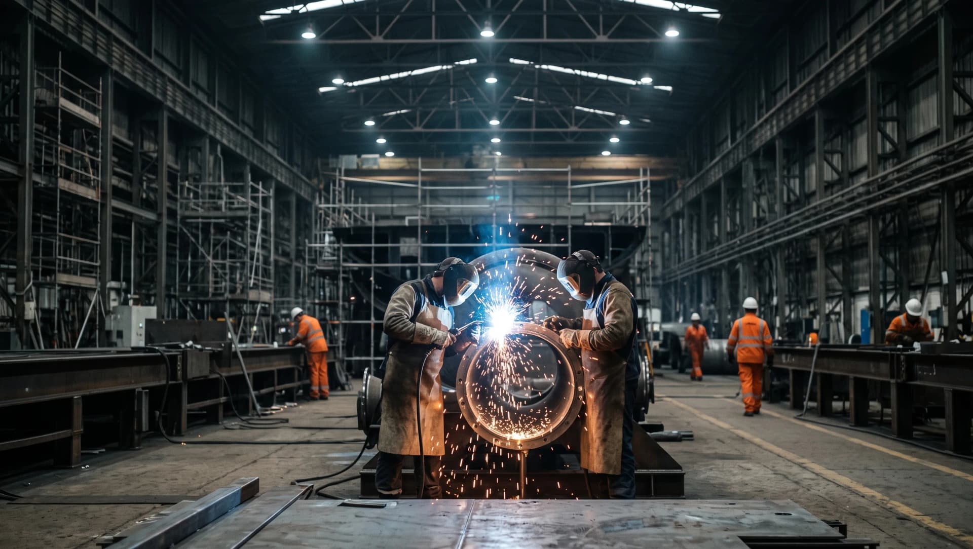 Specialists working during an active production phase on site